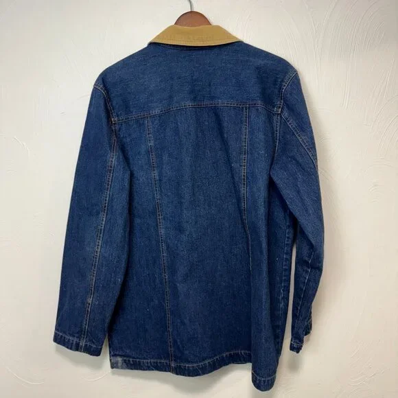 Vintage 90s Bill Blass Blue Jean Denim Chore Jacket Corduroy Collar Women Size S - Picture 5 of 5